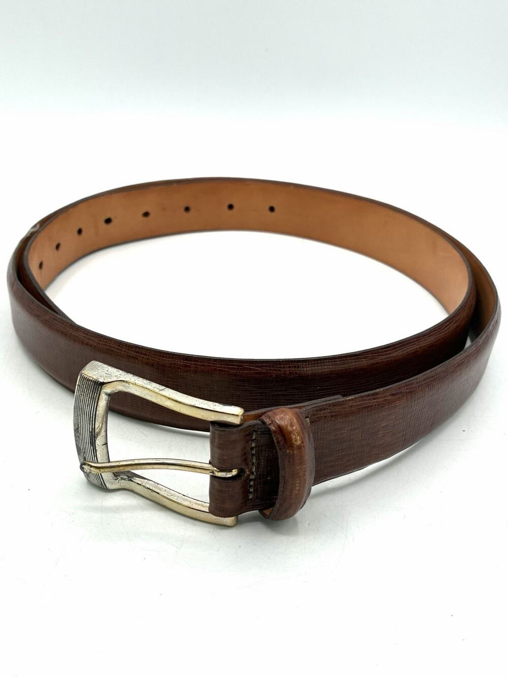 Martin Dingman Mens Leather Belt 44 Brown Santa Croce Italian Calfskin